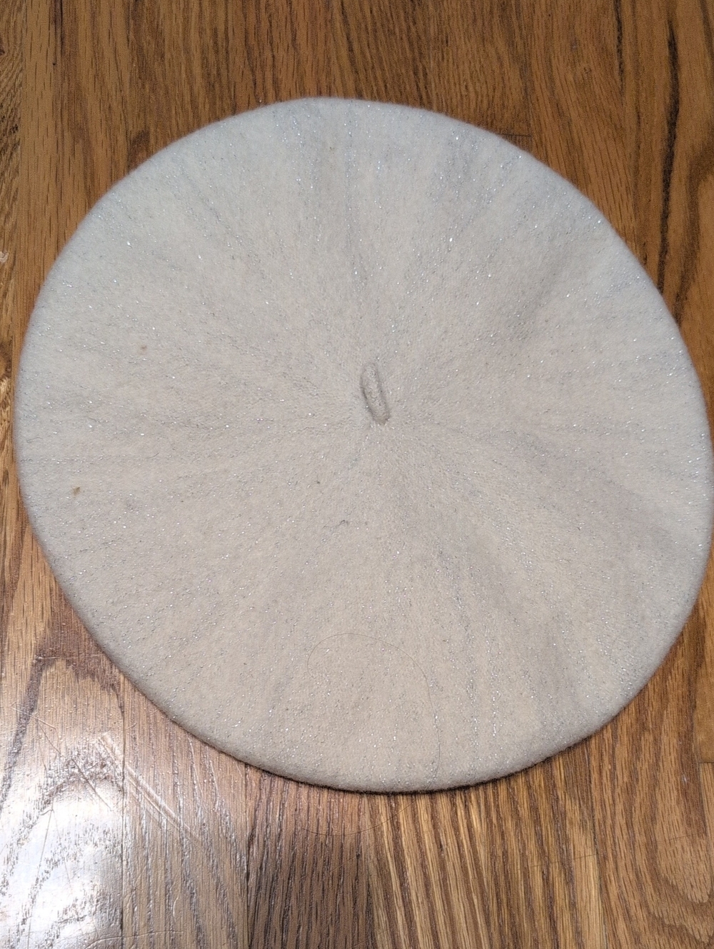 Cream Wool Beret With Silver Shimmer Effect